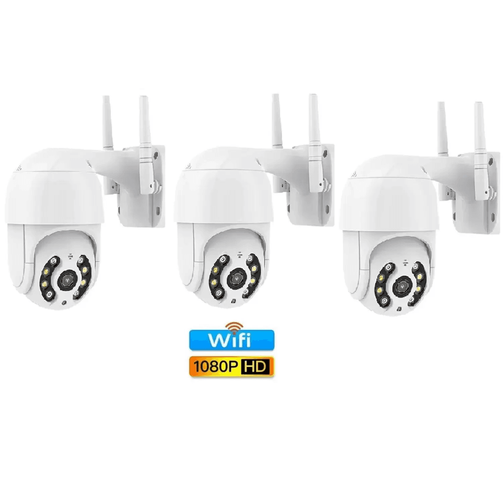 Kit 3 Câmera Ip Externa Speed Dome Wifi Auto Tracking Ip66 Ptz