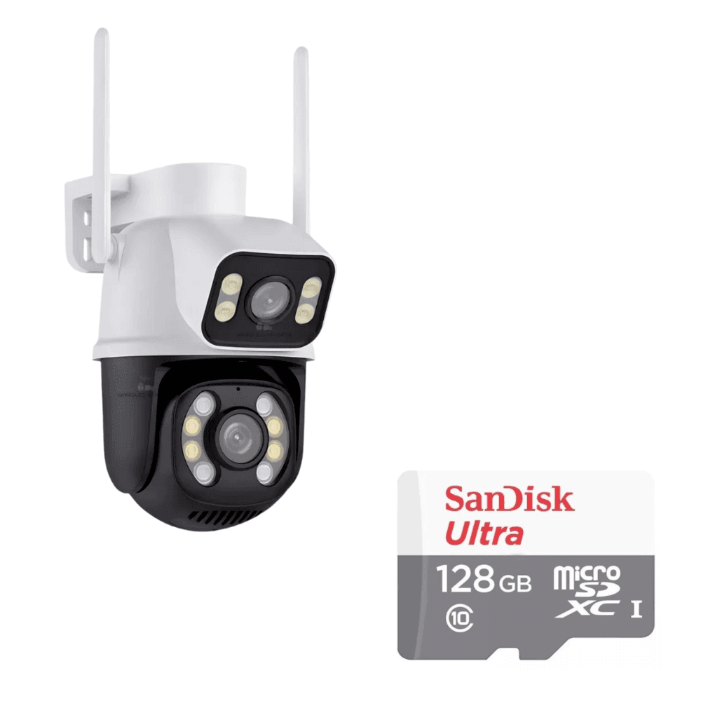 Câmera Importada Wi-fi Smart  Lente Dupla Externa Cartão De Memória 128GB