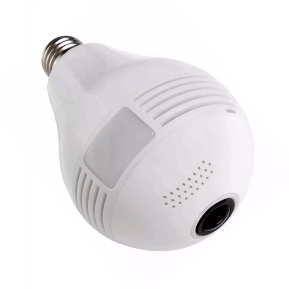 Kit 1 Camera Ip Lampada Vr 360 Panoramica Espia Wifi  1x8GB