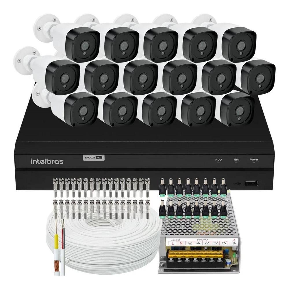 Kit Cftv 16 Câmeras Segurança HD + Dvr Intelbras 16ch