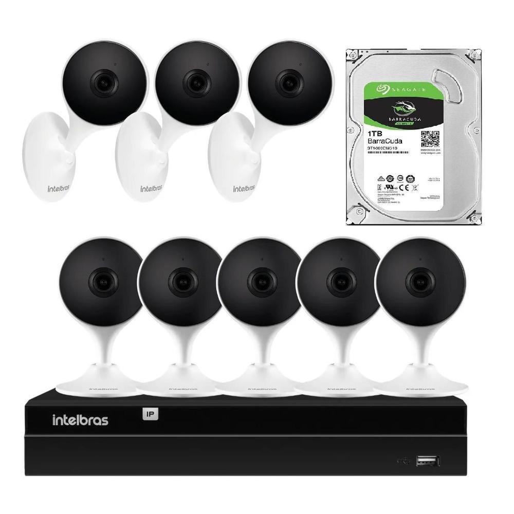 Kit 8 Câmeras Segurança Full HD, Im3, Wifi + Nvd Intelbras + HD 1TB