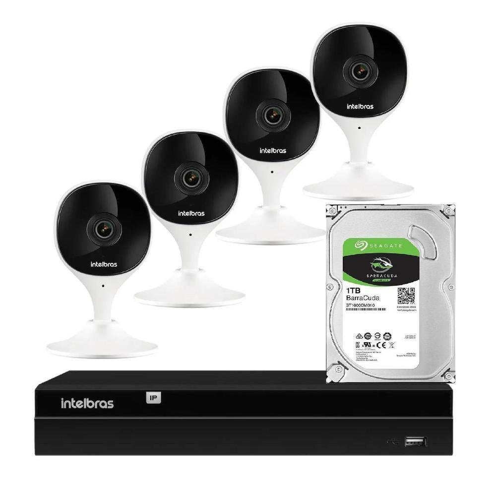 Kit 4 Câmeras Intelbras Imx Full HD, Wi-fi + HD 1TB + Nvd 1404