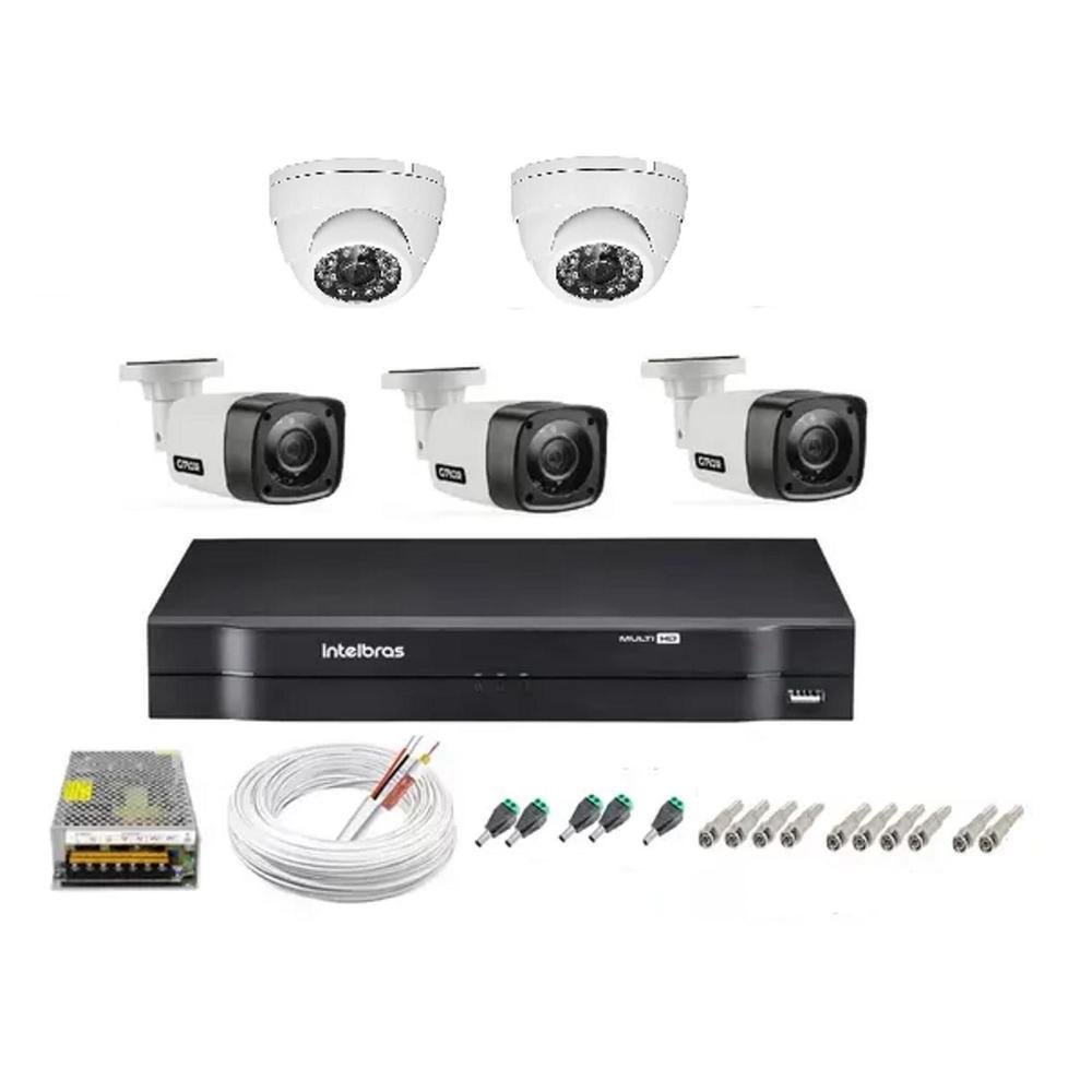 Kit Cftv 5 Câmeras De Segurança HD + DVR 8ch Intelbras Full HD