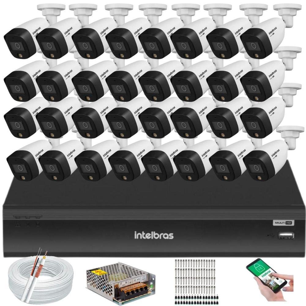 Kit Intelbras 32 Câmeras De Segurança, Full Color, Vhd 1220 + Dvr Inteligente Imhdx 3132, 5MP