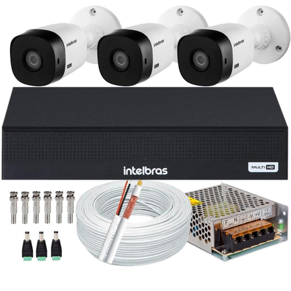 Kit Dvr Intelbras 8 Canais 1008C H.265, Sem HD + 3 Câmeras VHL 1120 HD