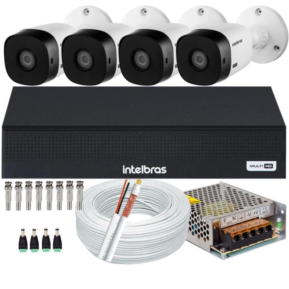 Kit Dvr Intelbras 8 Canais, 1008C, H.265, Sem HD+ 4 Câmeras VHL 1120 HD