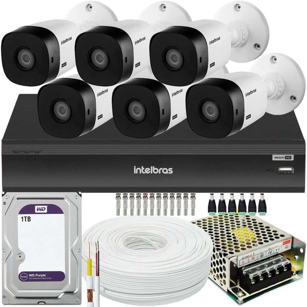 Kit Cftv 06 Câmeras Vhl 1220B + DVR Mhdx 3008-c, Com 1TB Purple