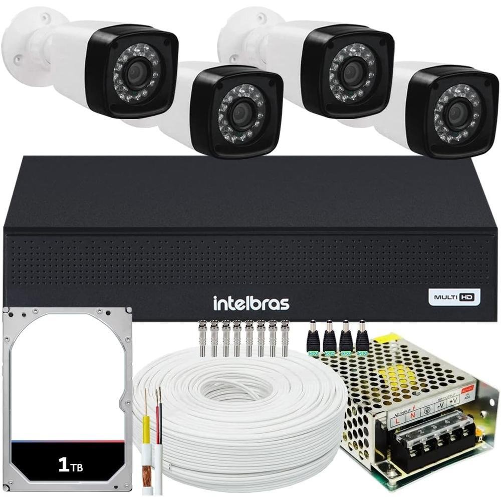 Kit Intelbras Cftv, 4 Câmeras Segurança, FULL HD, 1080P + DVR 1TB