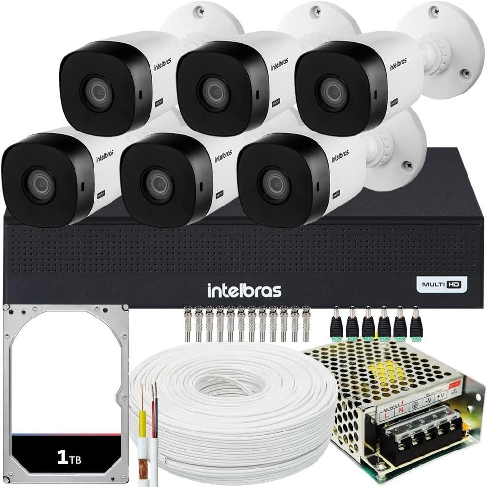 Kit Cftv 6 Câmeras Full HD Vhl 1220 + DVR Intelbras 1008-c Com 1TB
