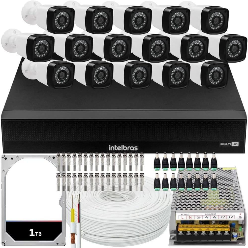 Kit Intelbras Cftv, 16 Câmeras FULL HD 1080 + DVR, HD 1TB