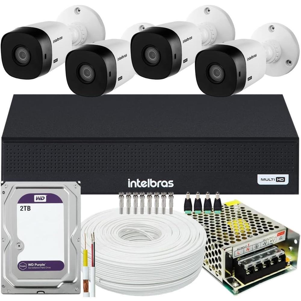 Kit Intelbras Cftv, 4 Câmeras VHL 1220 FULL HD + DVR 3004, HD 2TB