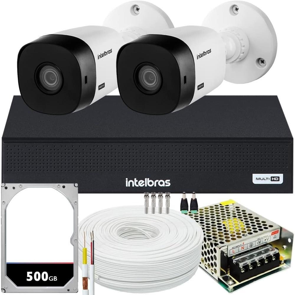Kit Intelbras, 2 Câmeras VHL 1220 FULL HD, 20m + DVR 1004-c, 4 Canais, HD 500GB