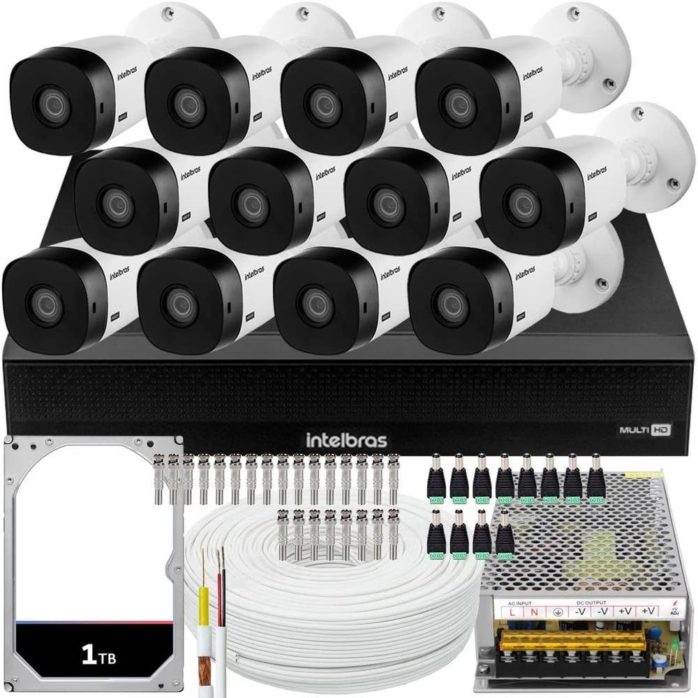Kit Intelbras Cftv, 12 Cameras VHL 1120B + DVR 1016-c, HD 1TB
