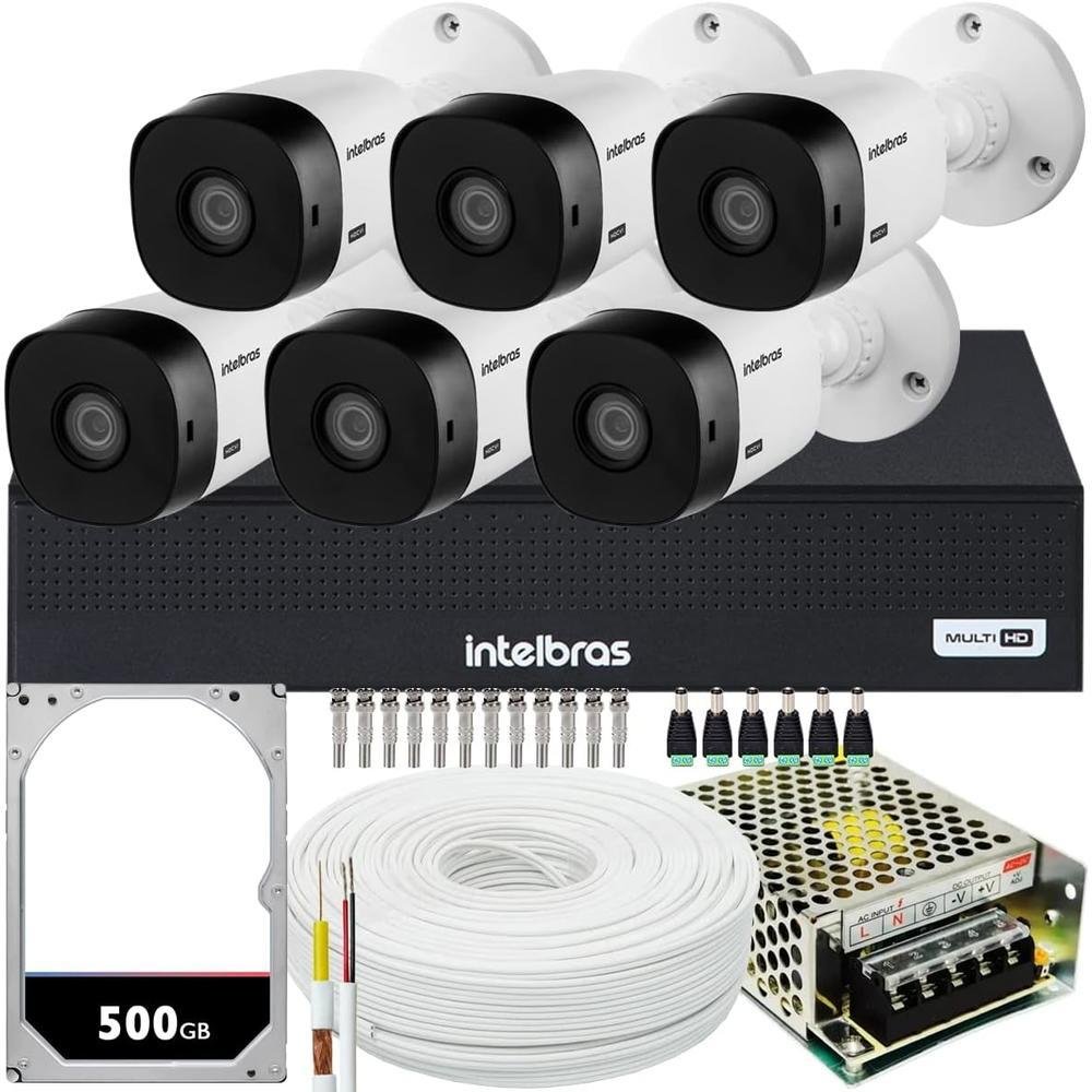 Kit Intelbras, 6 Câmeras VHL 1120bB + DVR 1008-c, 8 Canais, HD 500GB