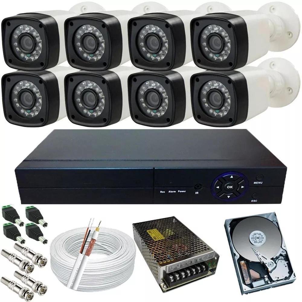 Kit Ufc, 8 Câmeras De Segurança, FULL HD 1080p, 2 MP + DVR, 8 Canais, HD 160GB