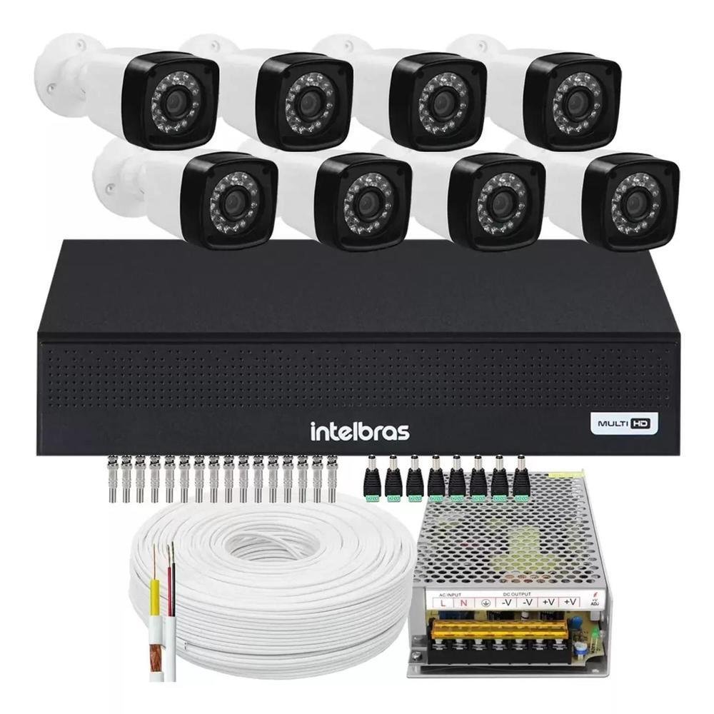 Kit Intelbras, 8 Cameras Segurança, FULL HD 1080p, 2MP + DVR Mhdx FULL HD, 8 Canais, Multi HD