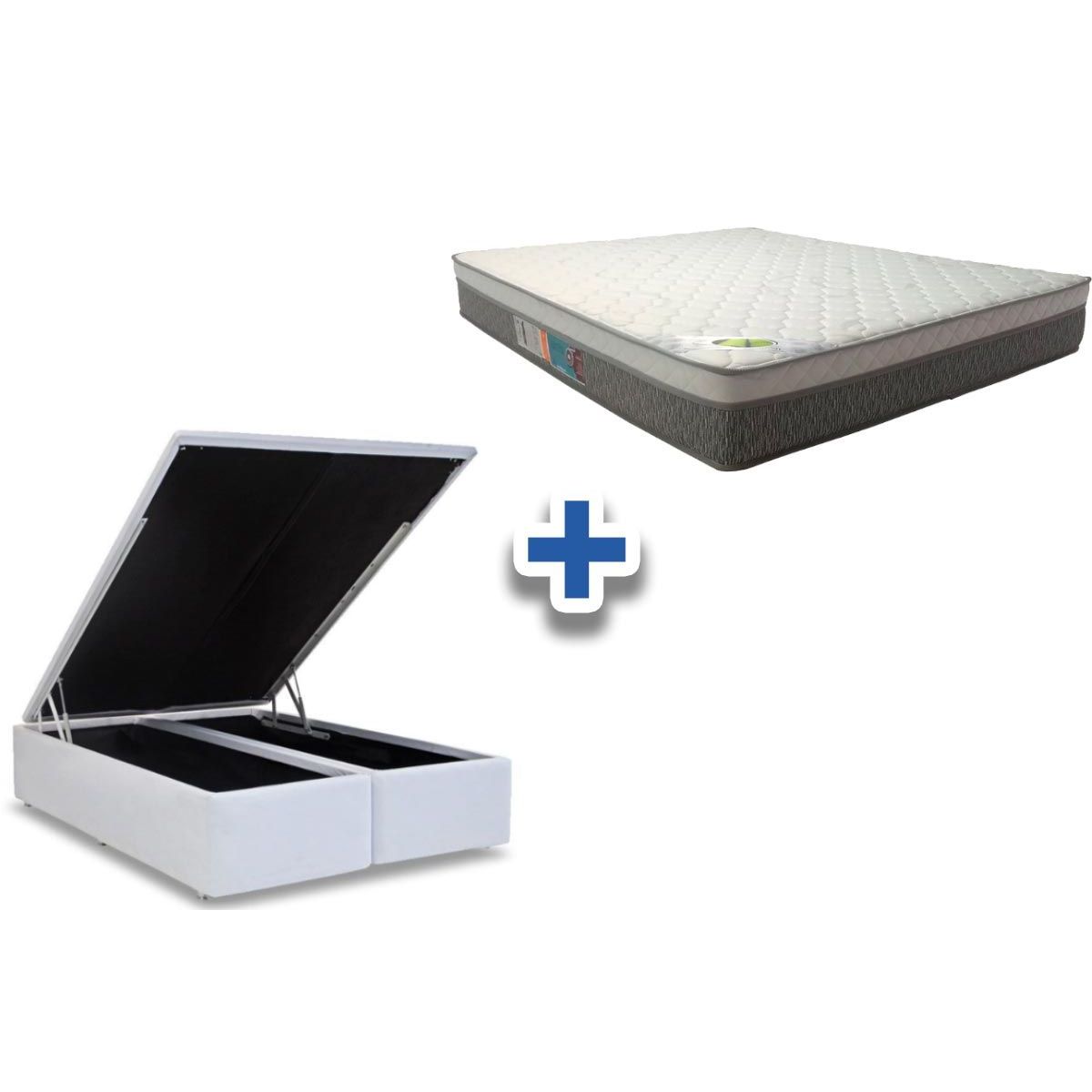 Conjunto Baú-Colchão Luckspuma Ensacadas Aspen+Cama Queen 158x198