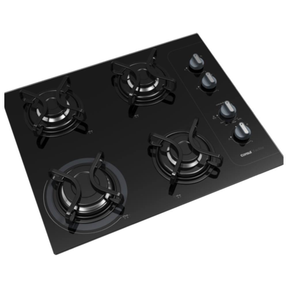 Cooktop a Gás Consul, 4 Bocas, Vidro Temperado, Acendimento Automático, Bivolt, Preto - CD060AEUNA