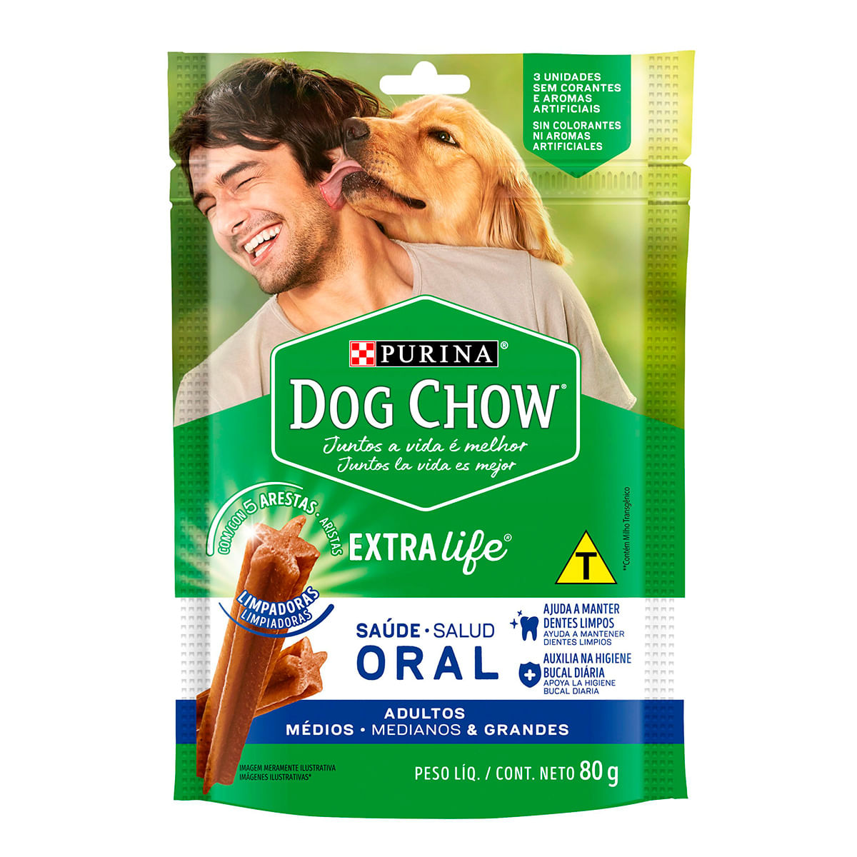 Petisco para Cachorro Dog Chow Saúde Oral Carne 80g