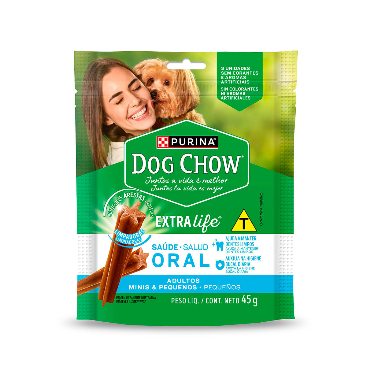 Petisco para Cachorro Dog Chow Saúde Oral Carne 45g