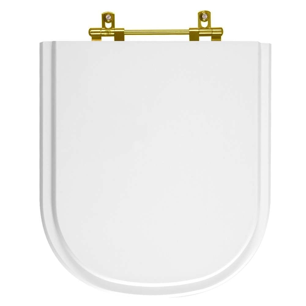 Tampa De Vaso Vogue Plus Branco Para Bacia Deca Com Ferragem Dourada