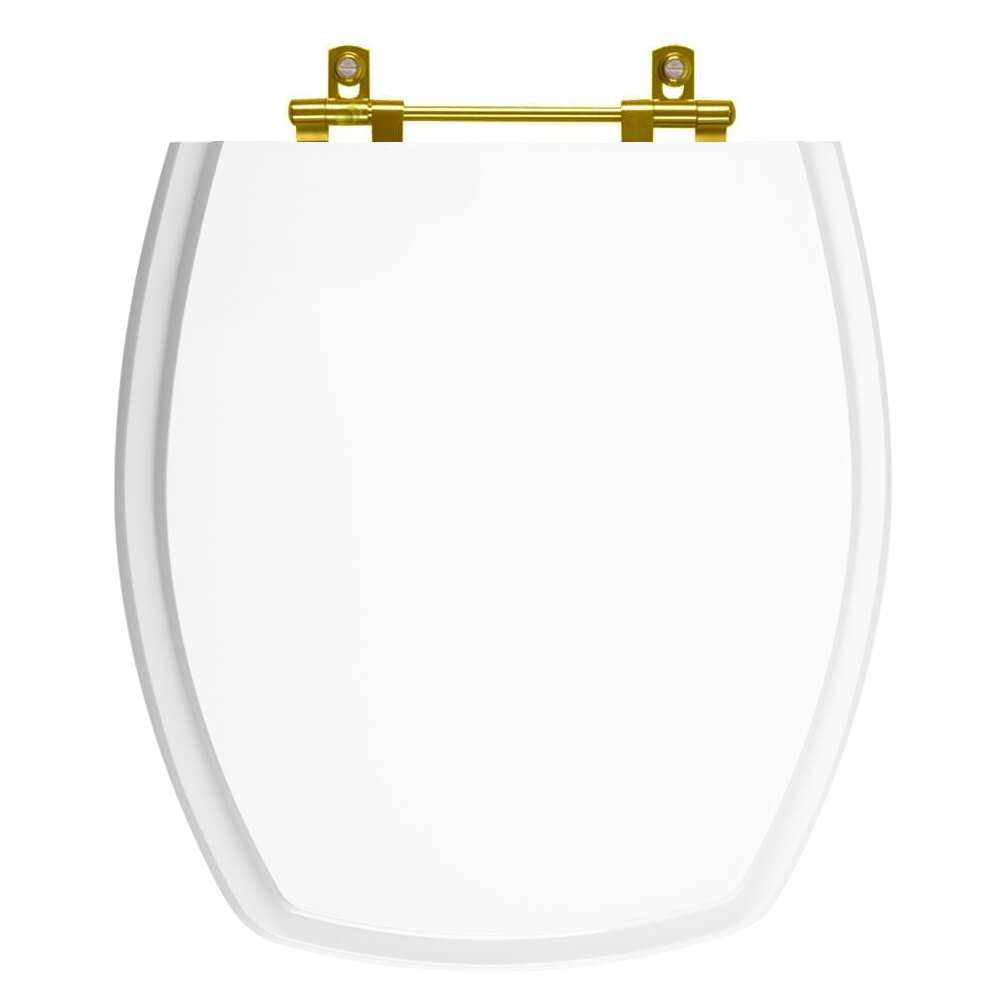 Tampa De Vaso Thema Branco Para Bacia Incepa Com Ferragem Dourada