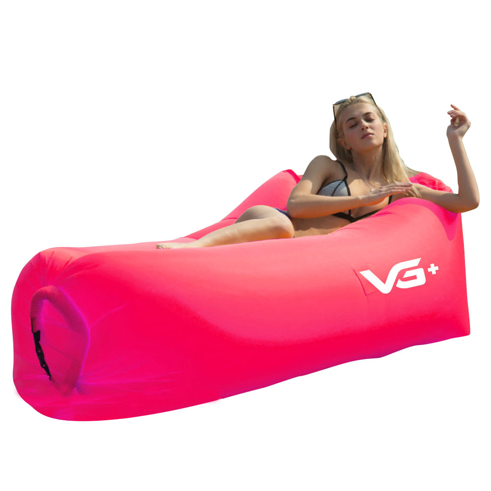 Sofá De Ar Inflável Camping Saco De Dormir Rosa Vg+