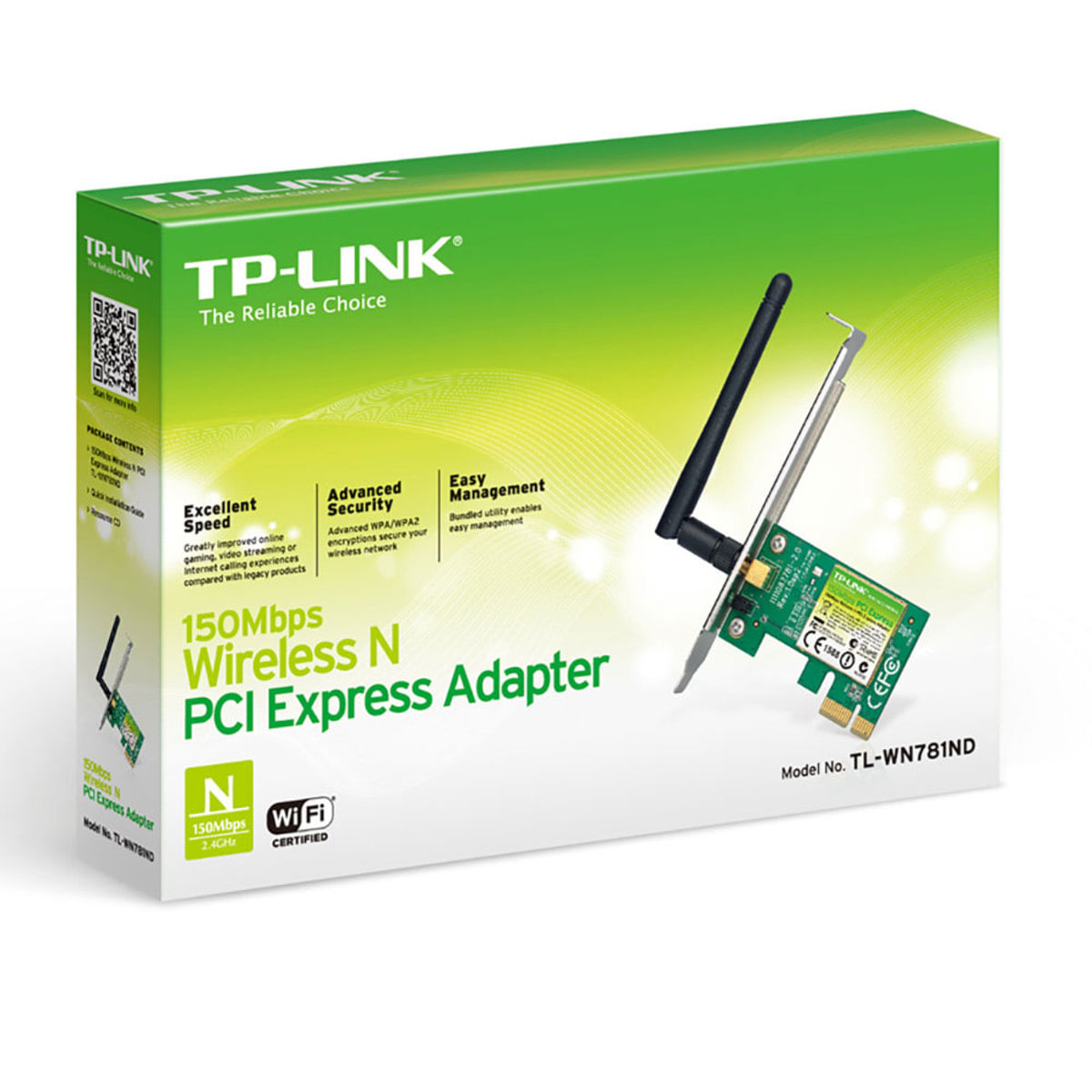 Adaptador Placa PCI Express Wireless TP-Link TL-WN781ND 150 Mbps