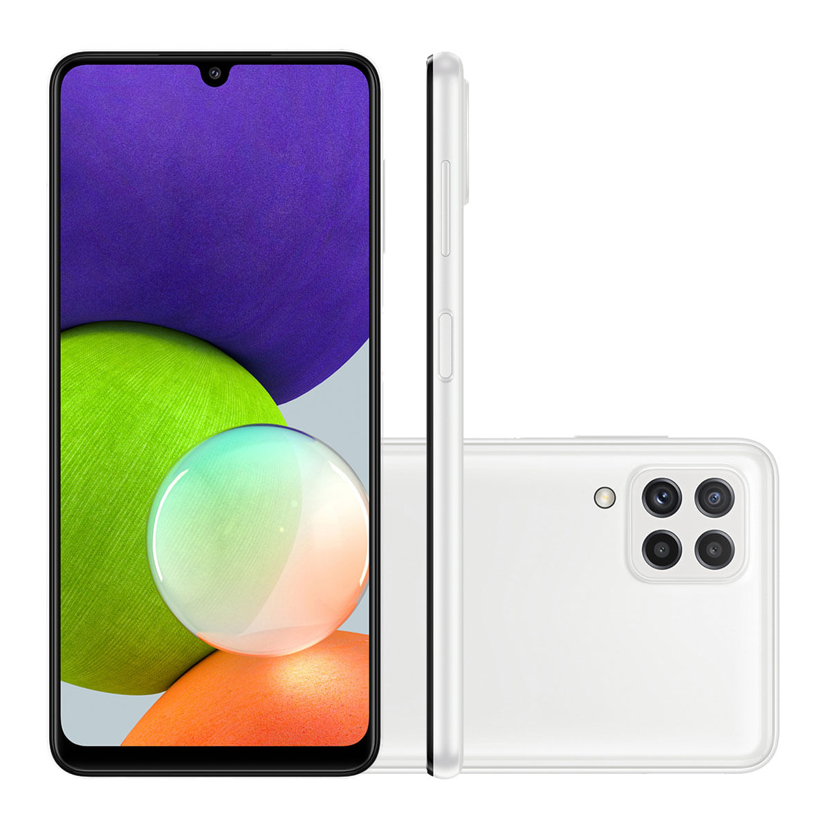 Smartphone Samsung Galaxy A22 128GB Branco 4G Tela 6.4" Câmera Quadrupla Selfie 13MP Android 6.7
