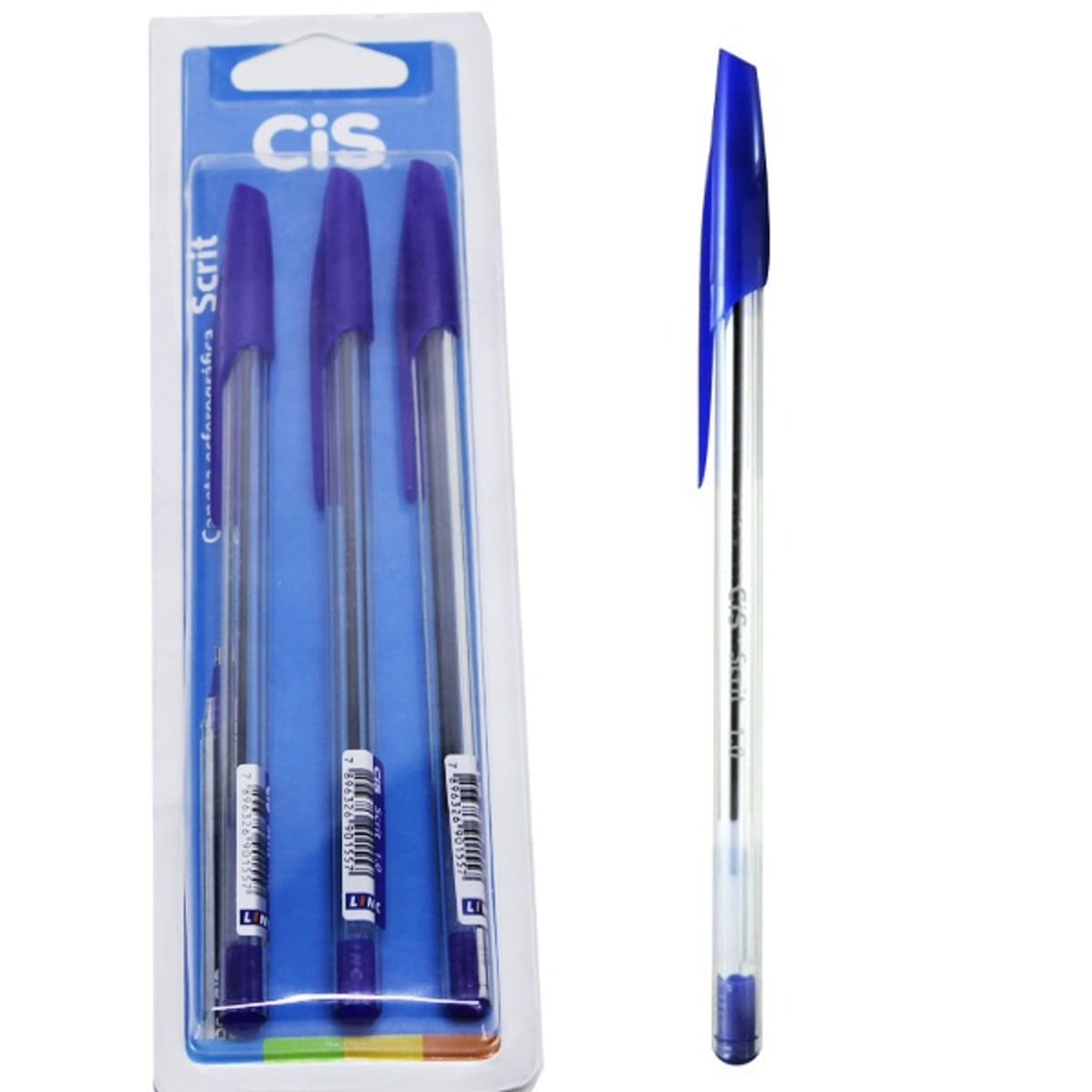 Caneta Azul Ponta 1.0mm Cis Scrit 3 Unidades