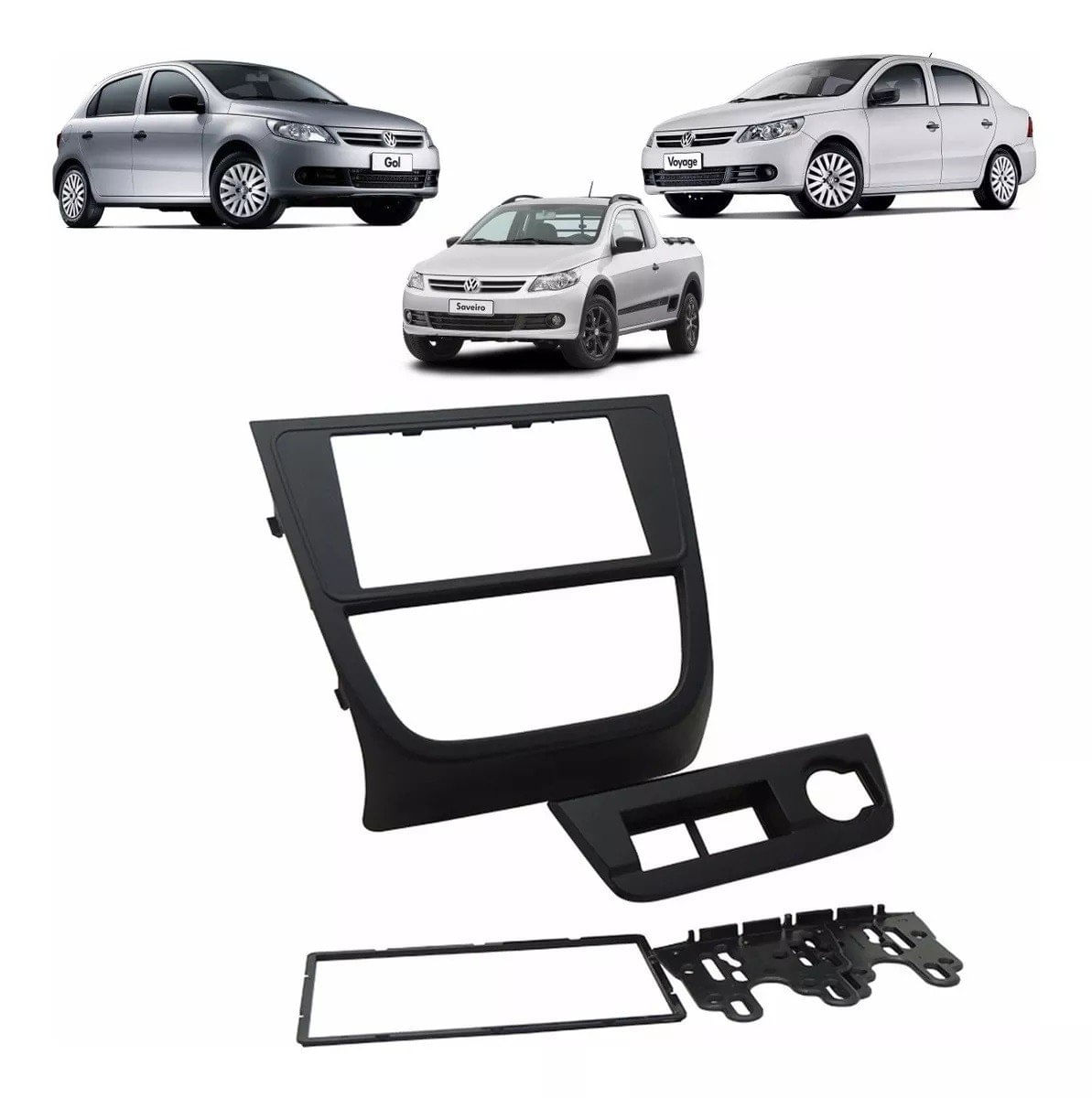 Moldura 2 Din Volks Gol, Voyage, Saveiro, G5 - Black Piano