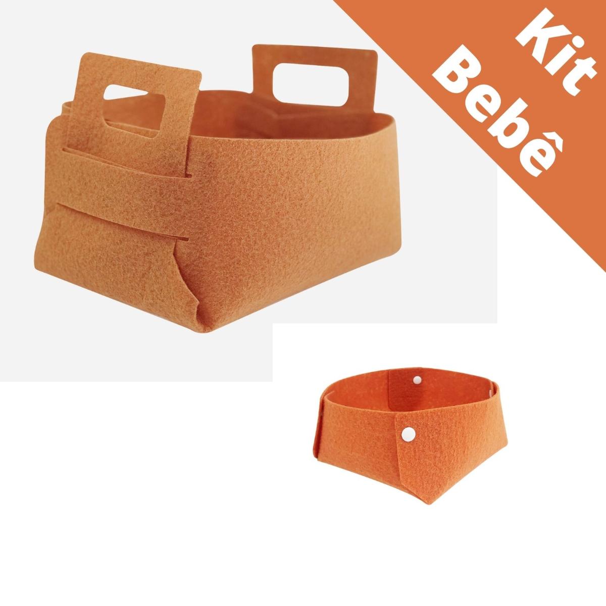 Kit Higiene Bebê para Trocador de Fralda Laranja