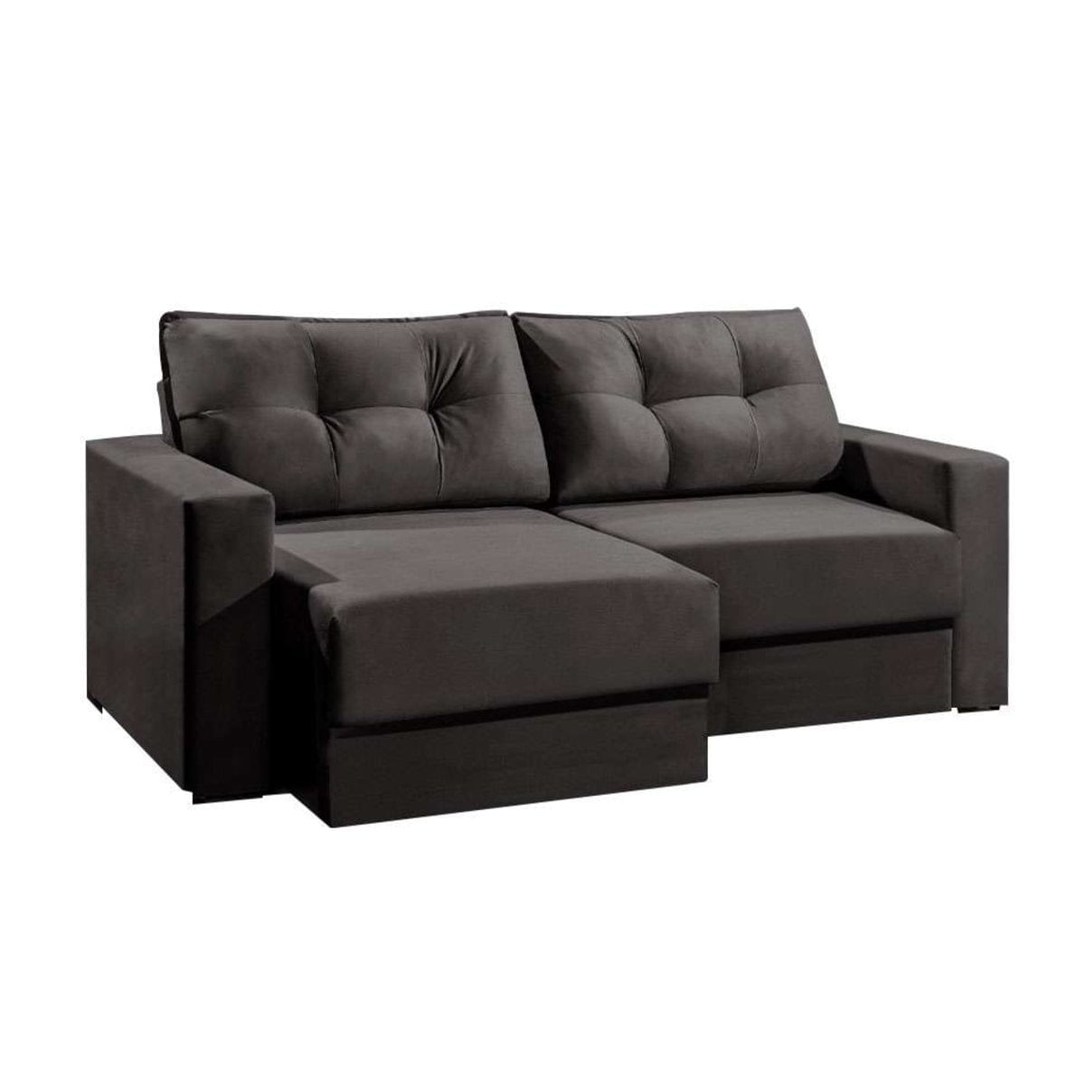 Sofá 3 Lugares Retrátil Lubeck Suede Grafite 180 cm