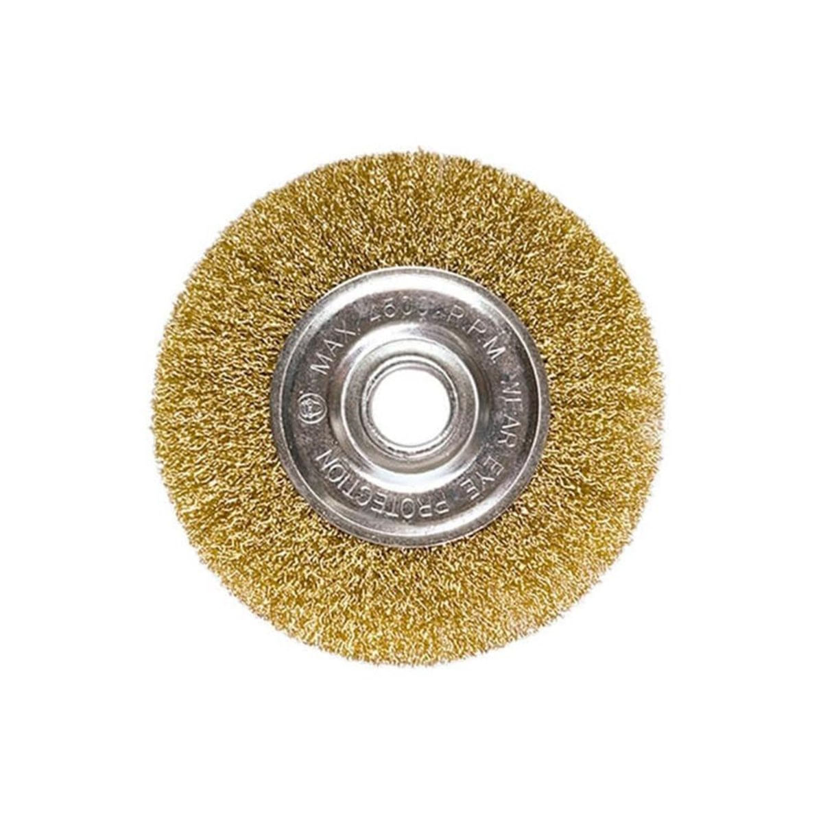 Escova Circular em Aço 150mm com Furo de 22mm Dourada