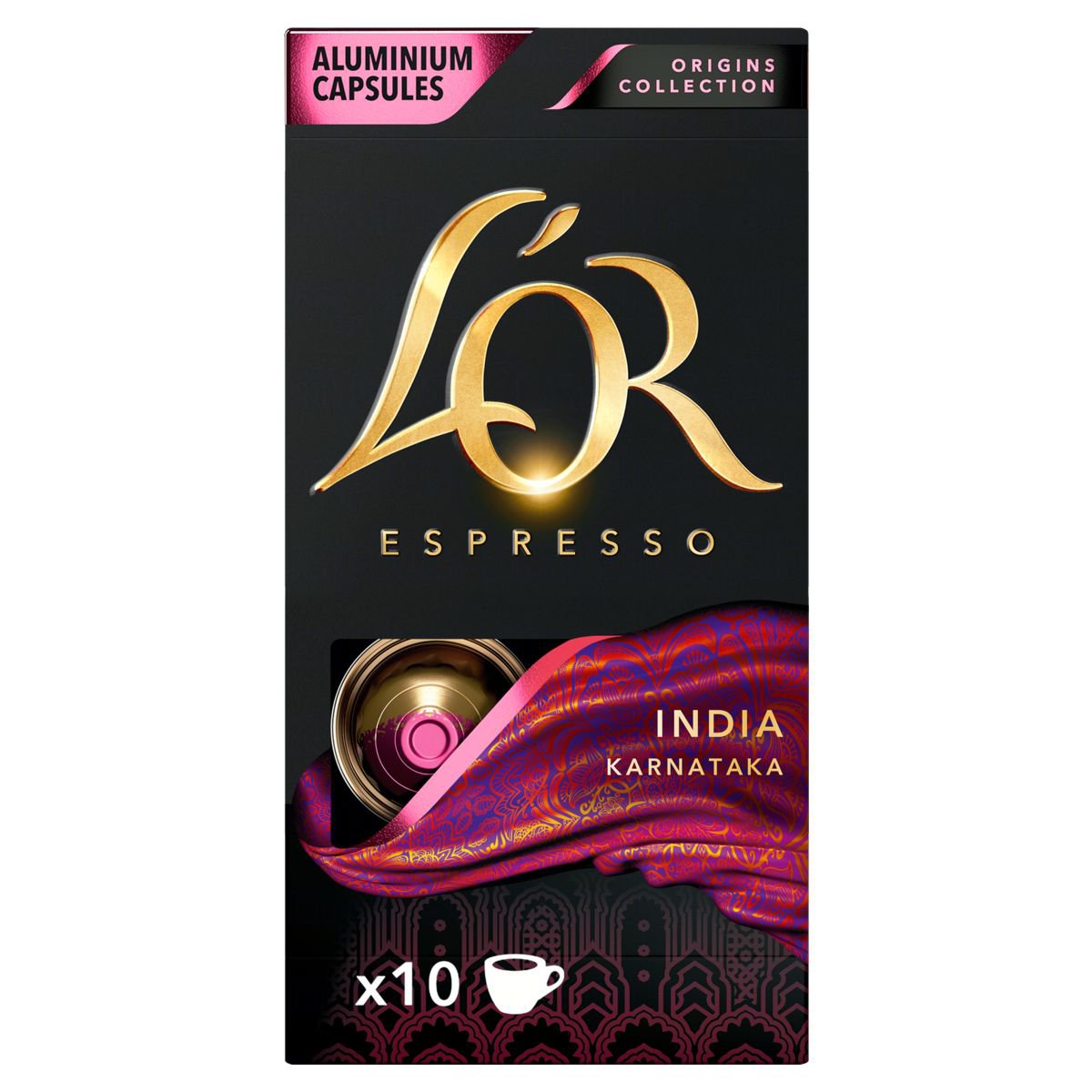 Café em Cápsula Torrado e Moído Espresso Índia L'or Origins Collection Caixa 52g 10 Unidades