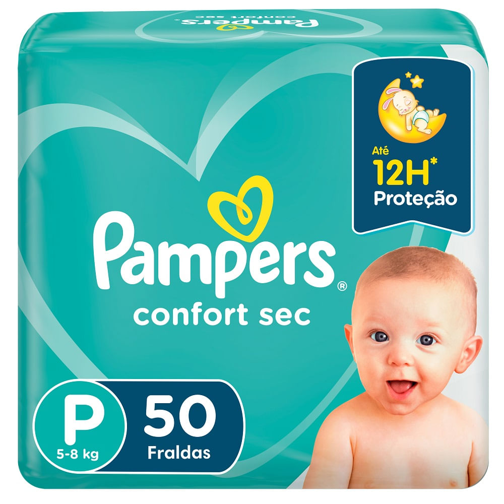 Fralda Pampers Confort Sec Mega P com 50 unidades