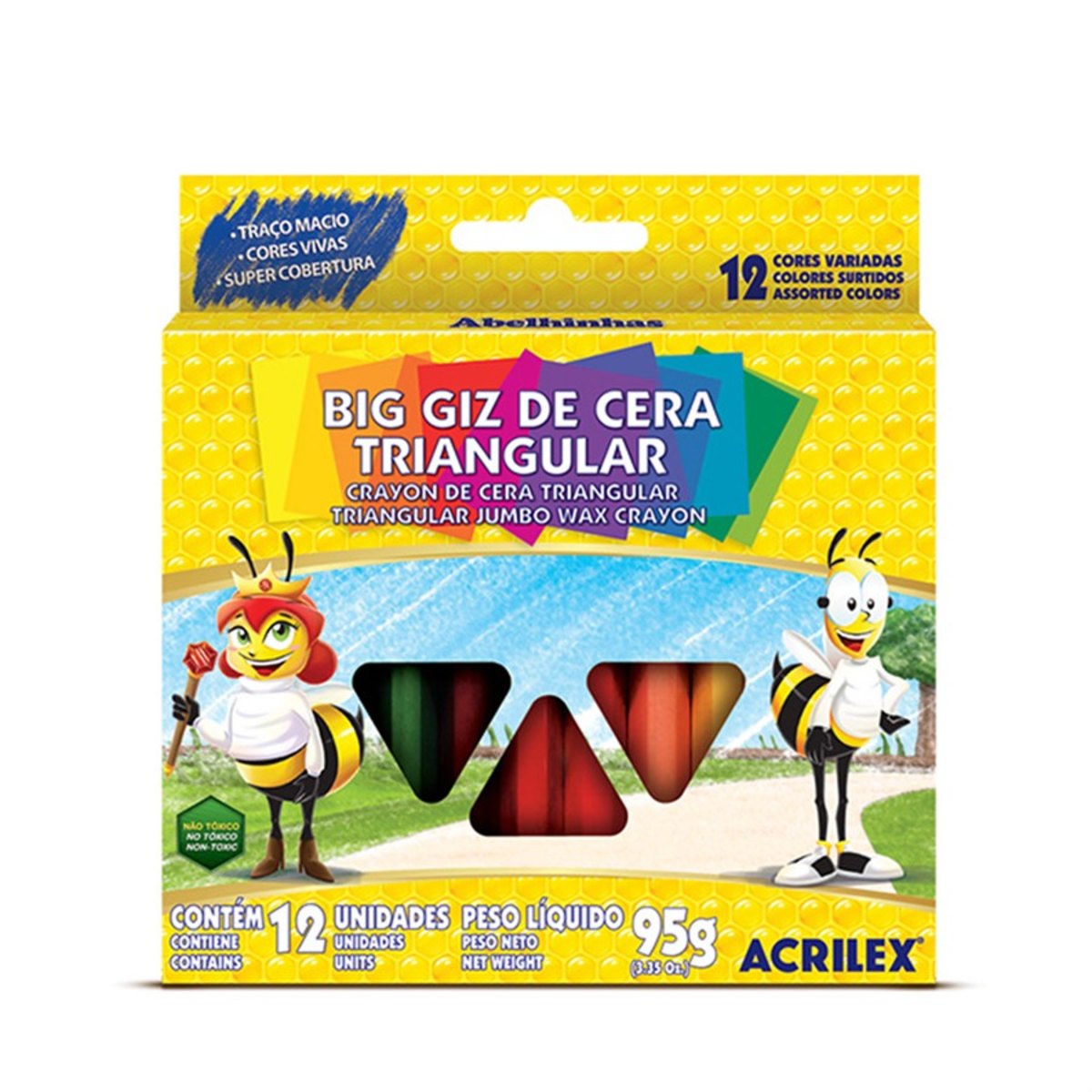 Big Giz de Cera Triangular 12 Cores Acrilex 95g
