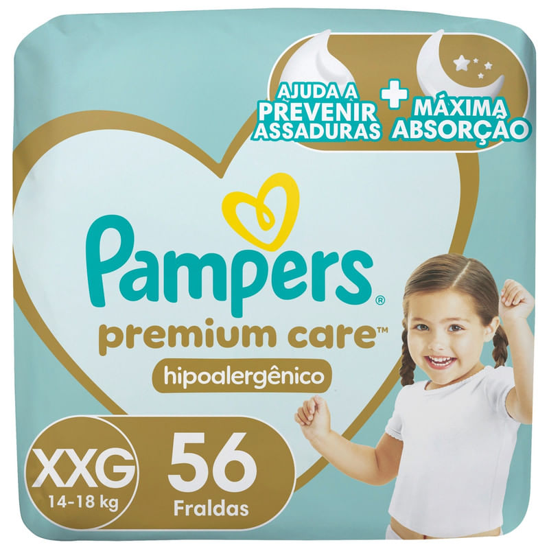 Fraldas Pampers Premium Care XXG 56 Unidades
