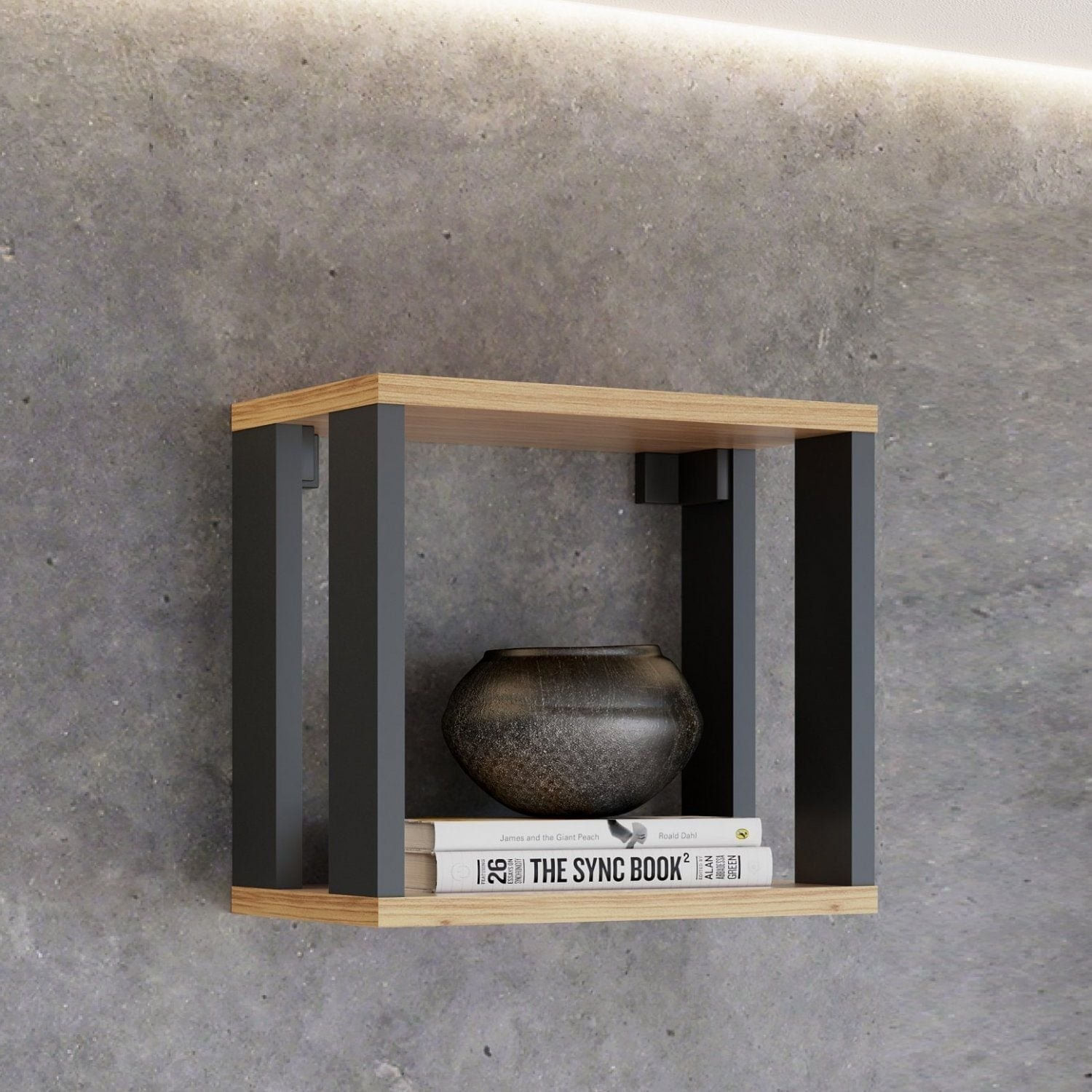 Nicho 100% Mdf 30cm Industrial Laranja Freijó/preto