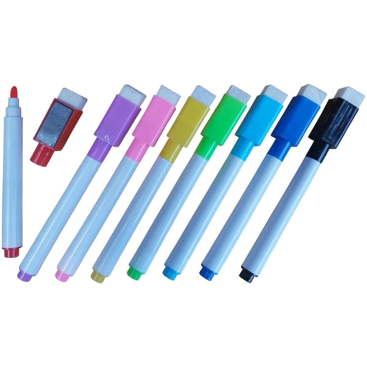 24 Canetas Coloridas para Quadro Branco com Apagador e Imã