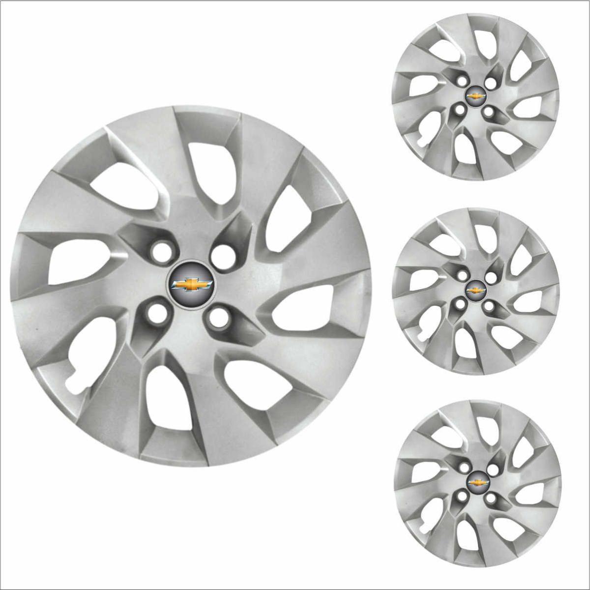 Jogo Calota Aro 13 Corsa Classic Chevrolet GM + Emblema Resinado