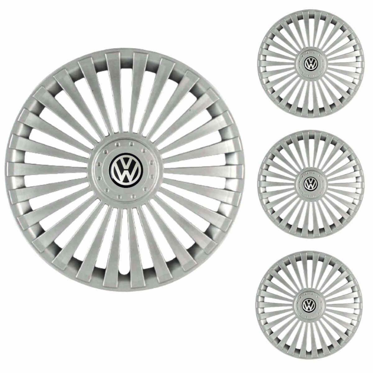 Jogo Calota Aro 15 Europa Premium Volkswagen + Emblema Resinado