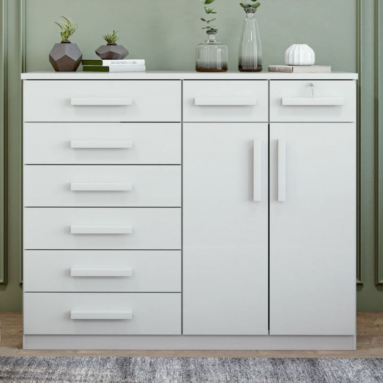 Cômoda 8 Gavetas 2 Portas Toronto Lopas Branco