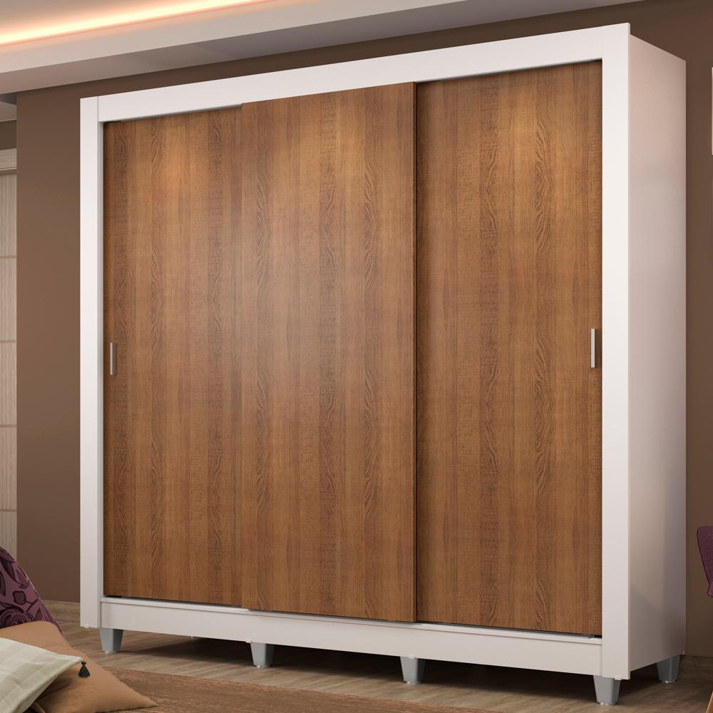 Guarda Roupa Casal Madesa Lyon Plus 3 Portas de Correr 4 Gavetas com Pés