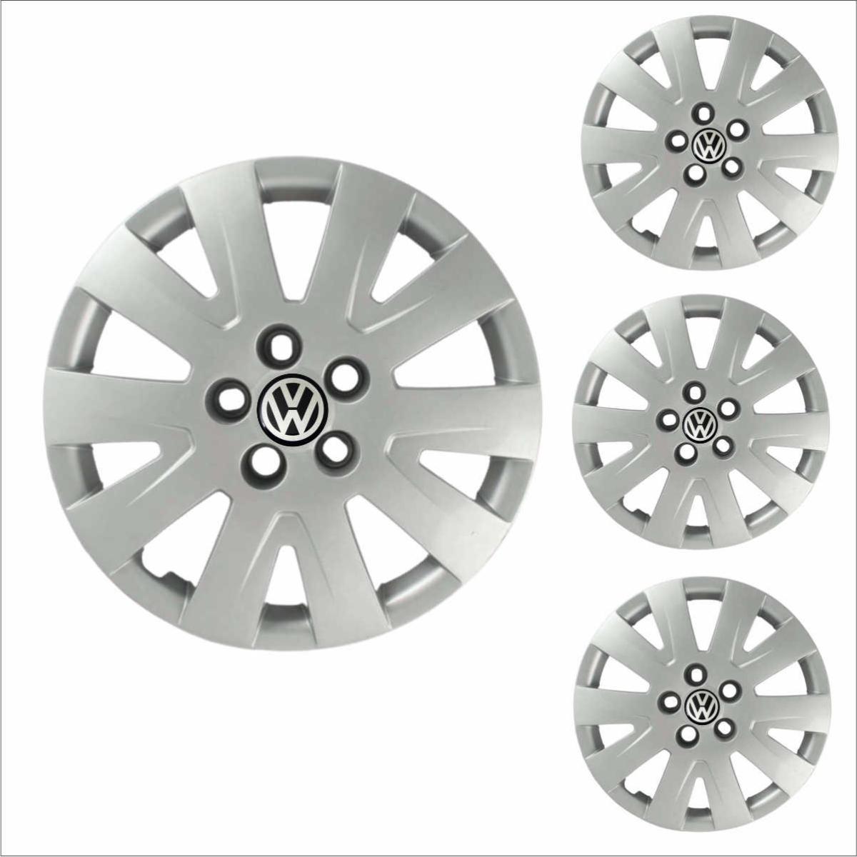 Jogo Calota Aro 15 Fox SpaceFox Polo 2010 2011 Volkswagen + Emblema Resinado
