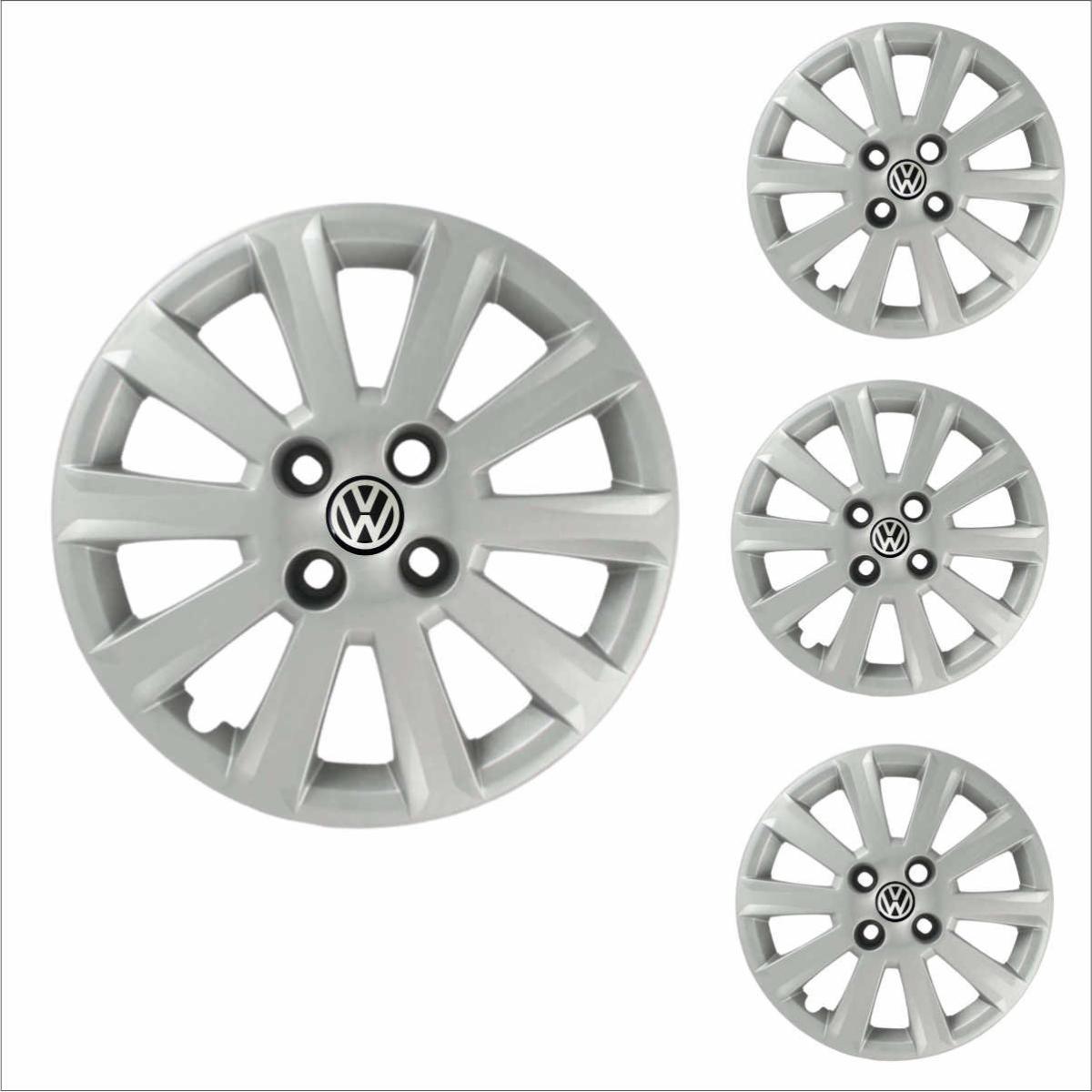 Jogo Calota Aro 15 Gol Voyage Confortline G5 2011 2012 Volkswagen + Emblema Resinado