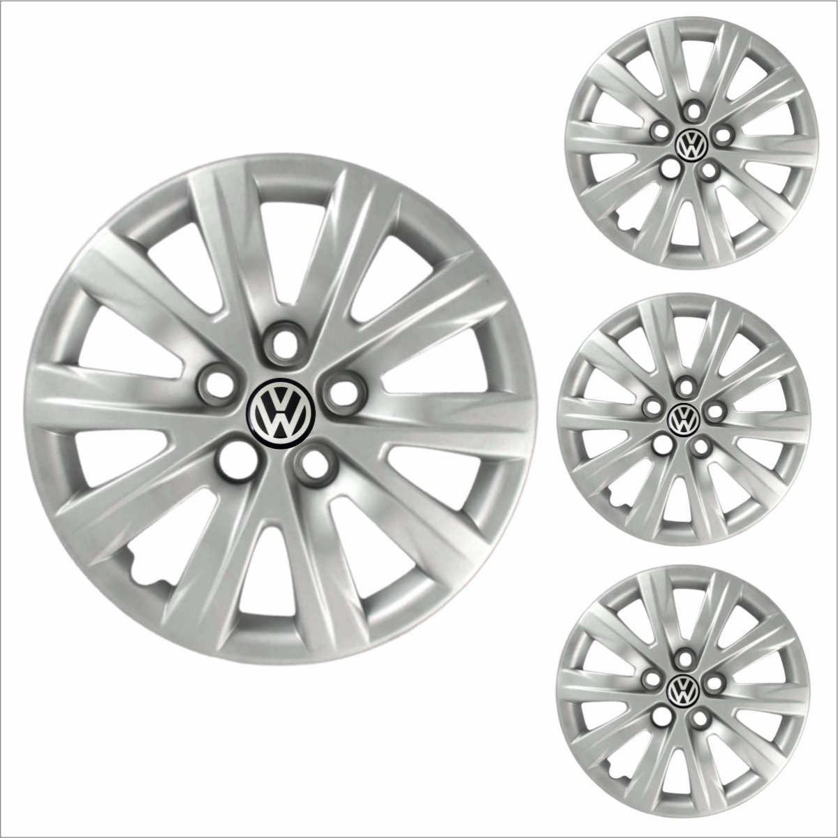 Jogo Calota Aro 15 Fox SpaceFox Polo 2012 2013 Volkswagen + Emblema Resinado