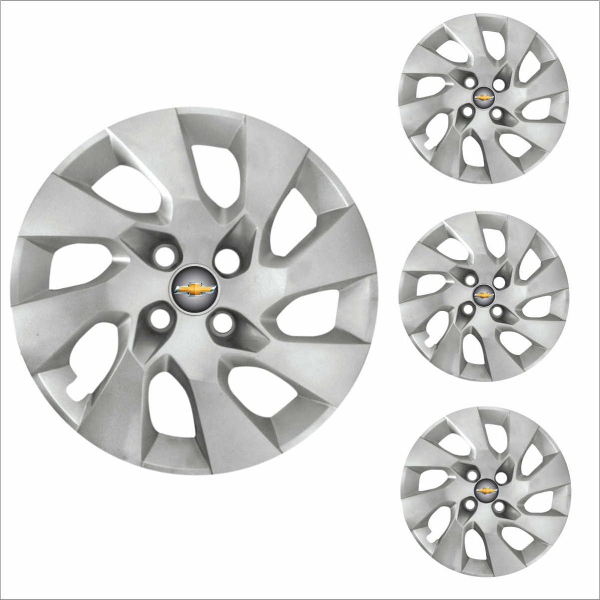 Jogo Calota Aro 15 Onix Prisma 2014 à 2016 Chevrolet GM + Emblema Resinado