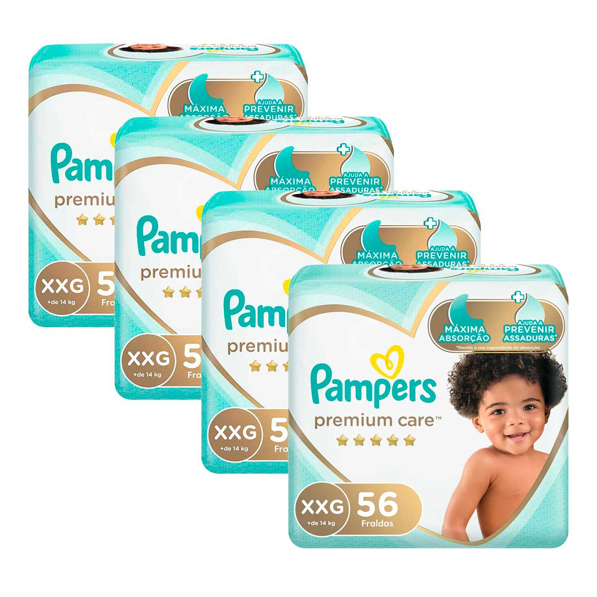 Kit de Fraldas Pampers XXG Premium Care Jumbo - 224 Unidades