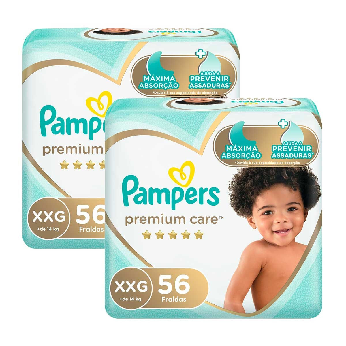Kit de Fraldas Pampers XXG Premium Care Jumbo - 112 Unidades